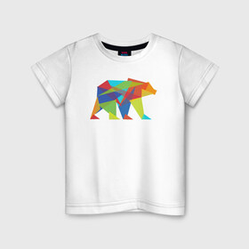 Детская футболка хлопок с принтом Fractal geometric bear в Тюмени, 100% хлопок | круглый вырез горловины, полуприлегающий силуэт, длина до линии бедер | Тематика изображения на принте: fractal geometric bear медведь миша треугольн