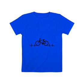 Детская футболка хлопок с принтом Велоспорт в Тюмени, 100% хлопок | круглый вырез горловины, полуприлегающий силуэт, длина до линии бедер | bicycle | bike | biker | байк | велик | велосипед | велосипедист | велоспорт | кардиограмма | спорт