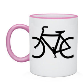 Кружка двухцветная с принтом Велоспорт в Тюмени, керамика | объем — 330 мл, диаметр — 80 мм. Цветная ручка и кайма сверху, в некоторых цветах — вся внутренняя часть | Тематика изображения на принте: bicycle | bike | biker | байк | велик | велосипед | велосипедист | велоспорт | кардиограмма | спорт