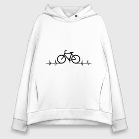 Женское худи Oversize хлопок с принтом Велоспорт в Тюмени, френч-терри — 70% хлопок, 30% полиэстер. Мягкий теплый начес внутри —100% хлопок | боковые карманы, эластичные манжеты и нижняя кромка, капюшон на магнитной кнопке | bicycle | bike | biker | байк | велик | велосипед | велосипедист | велоспорт | кардиограмма | спорт