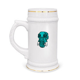 Кружка пивная с принтом Rufus в Тюмени,  керамика (Материал выдерживает высокую температуру, стоит избегать резкого перепада температур) |  объем 630 мл | elephant | hotline miami | hotlinemiami | слон