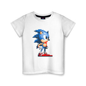 Детская футболка хлопок с принтом Sonic в Тюмени, 100% хлопок | круглый вырез горловины, полуприлегающий силуэт, длина до линии бедер | Тематика изображения на принте: nintendo | sonic | нинтендо | соник