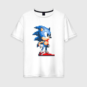 Женская футболка хлопок Oversize с принтом Sonic в Тюмени, 100% хлопок | свободный крой, круглый ворот, спущенный рукав, длина до линии бедер
 | nintendo | sonic | нинтендо | соник