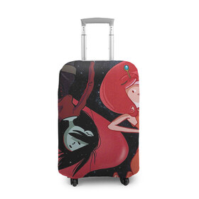 Чехол для чемодана 3D с принтом Марселин и Жвачка в Тюмени, 86% полиэфир, 14% спандекс | двустороннее нанесение принта, прорези для ручек и колес | bubblegum | marcelline | баблгам | вампир | время | жвачка | марселин | приключений