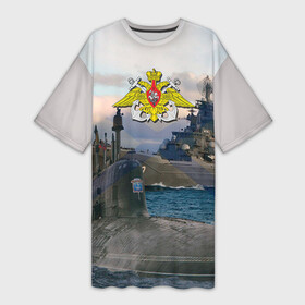 Платье-футболка 3D с принтом ВМФ в Тюмени,  |  | вмф | корабль | морской флот | россия | рф | силовые структуры