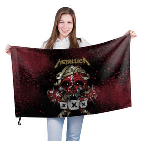 Флаг 3D с принтом Metallica в Тюмени, 100% полиэстер | плотность ткани — 95 г/м2, размер — 67 х 109 см. Принт наносится с одной стороны | metallica | металл | рок
