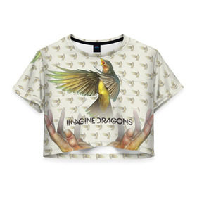 Женская футболка 3D укороченная с принтом Imagine Dragons в Тюмени, 100% полиэстер | круглая горловина, длина футболки до линии талии, рукава с отворотами | imagine dragons