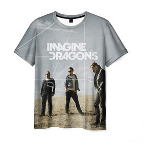 Мужская футболка 3D с принтом Imagine Dragons в Тюмени, 100% полиэфир | прямой крой, круглый вырез горловины, длина до линии бедер | imagine dragons