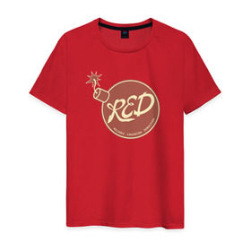 Мужская футболка хлопок с принтом RED в Тюмени, 100% хлопок | прямой крой, круглый вырез горловины, длина до линии бедер, слегка спущенное плечо. | team fortress 2 | пиромант | скаут | тим фортресс | шпион