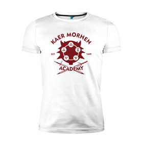 Мужская футболка премиум с принтом Kaer Morhen Academy в Тюмени, 92% хлопок, 8% лайкра | приталенный силуэт, круглый вырез ворота, длина до линии бедра, короткий рукав | kaer morhen academy ведьмак 3 witcher