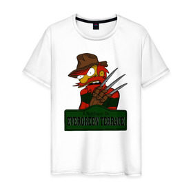Мужская футболка хлопок с принтом Кошмар на вечнозеленой терассе в Тюмени, 100% хлопок | прямой крой, круглый вырез горловины, длина до линии бедер, слегка спущенное плечо. | Тематика изображения на принте: 