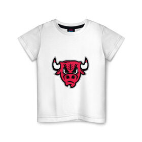 Детская футболка хлопок с принтом Chicago Bulls (голова) в Тюмени, 100% хлопок | круглый вырез горловины, полуприлегающий силуэт, длина до линии бедер | chicago bulls | буллз | чикаго