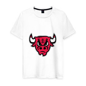 Мужская футболка хлопок с принтом Chicago Bulls (голова) в Тюмени, 100% хлопок | прямой крой, круглый вырез горловины, длина до линии бедер, слегка спущенное плечо. | chicago bulls | буллз | чикаго