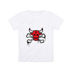 Детская футболка хлопок с принтом Chicago Bulls (череп) в Тюмени, 100% хлопок | круглый вырез горловины, полуприлегающий силуэт, длина до линии бедер | chicago bulls | буллз | чикаго