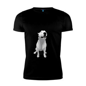 Мужская футболка премиум с принтом Бультерьер в Тюмени, 92% хлопок, 8% лайкра | приталенный силуэт, круглый вырез ворота, длина до линии бедра, короткий рукав | пес | собака