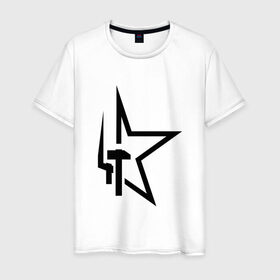 Мужская футболка хлопок с принтом Звезда, молот и штык в Тюмени, 100% хлопок | прямой крой, круглый вырез горловины, длина до линии бедер, слегка спущенное плечо. | 