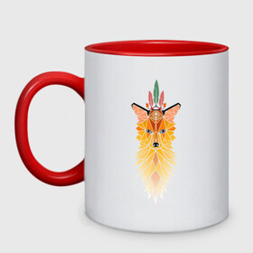 Кружка двухцветная с принтом Foxy spirit в Тюмени, керамика | объем — 330 мл, диаметр — 80 мм. Цветная ручка и кайма сверху, в некоторых цветах — вся внутренняя часть | 