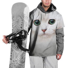 Накидка на куртку 3D с принтом Белый котик в Тюмени, 100% полиэстер |  | белая кошка | киса | кот | котик | кошка