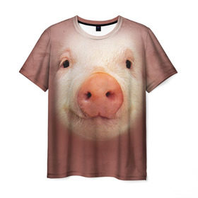 Мужская футболка 3D с принтом Хрюшка в Тюмени, 100% полиэфир | прямой крой, круглый вырез горловины, длина до линии бедер | свинка | свинья | хрюшка