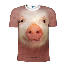 Мужская футболка 3D спортивная с принтом Хрюшка в Тюмени, 100% полиэстер с улучшенными характеристиками | приталенный силуэт, круглая горловина, широкие плечи, сужается к линии бедра | Тематика изображения на принте: свинка | свинья | хрюшка