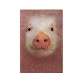 Обложка для паспорта матовая кожа с принтом Хрюшка в Тюмени, натуральная матовая кожа | размер 19,3 х 13,7 см; прозрачные пластиковые крепления | Тематика изображения на принте: свинка | свинья | хрюшка