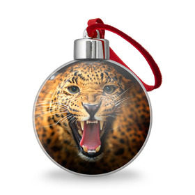 Ёлочный шар с принтом Леопард в Тюмени, Пластик | Диаметр: 77 мм | киса | кошка | леопард | хищник