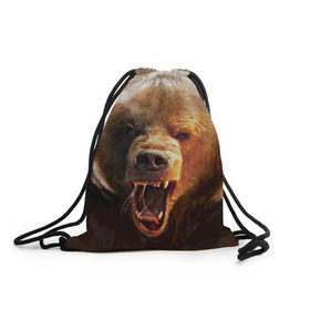 Рюкзак-мешок 3D с принтом Медведь в Тюмени, 100% полиэстер | плотность ткани — 200 г/м2, размер — 35 х 45 см; лямки — толстые шнурки, застежка на шнуровке, без карманов и подкладки | медведь | мишка