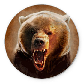 Коврик круглый с принтом Медведь в Тюмени, резина и полиэстер | круглая форма, изображение наносится на всю лицевую часть | медведь | мишка
