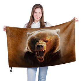 Флаг 3D с принтом Медведь в Тюмени, 100% полиэстер | плотность ткани — 95 г/м2, размер — 67 х 109 см. Принт наносится с одной стороны | медведь | мишка