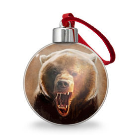 Ёлочный шар с принтом Медведь в Тюмени, Пластик | Диаметр: 77 мм | Тематика изображения на принте: медведь | мишка