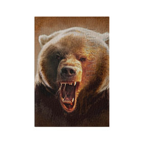 Обложка для паспорта матовая кожа с принтом Медведь в Тюмени, натуральная матовая кожа | размер 19,3 х 13,7 см; прозрачные пластиковые крепления | Тематика изображения на принте: медведь | мишка