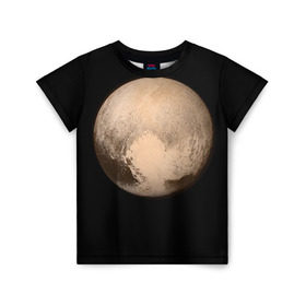 Детская футболка 3D с принтом Плутон в Тюмени, 100% гипоаллергенный полиэфир | прямой крой, круглый вырез горловины, длина до линии бедер, чуть спущенное плечо, ткань немного тянется | космос | планета | плутон