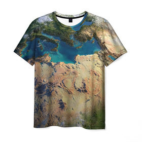 Мужская футболка 3D с принтом Земля в Тюмени, 100% полиэфир | прямой крой, круглый вырез горловины, длина до линии бедер | земля | космос | планета