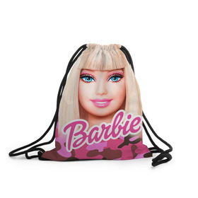 Рюкзак-мешок 3D с принтом Барби в Тюмени, 100% полиэстер | плотность ткани — 200 г/м2, размер — 35 х 45 см; лямки — толстые шнурки, застежка на шнуровке, без карманов и подкладки | swag | барки | девушкам | камуфляж | свэг