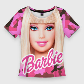 Женская футболка 3D Slim с принтом Барби в Тюмени,  |  | swag | барки | девушкам | камуфляж | свэг
