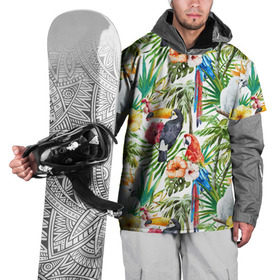 Накидка на куртку 3D с принтом Попугаи в Тюмени, 100% полиэстер |  | myparrots | parrot | ара | листья | орнамент | попугаи | птицы | рай | тукан | узор | цветы