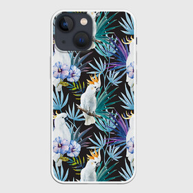 Чехол для iPhone 13 mini с принтом Попугаи в Тюмени,  |  | myparrots | parrotузор | листья | орнамент | попугаи | птицы | рай | цветы