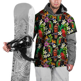 Накидка на куртку 3D с принтом Попугаи в Тюмени, 100% полиэстер |  | myparrots | parrotузор | листья | орнамент | попугаи | птицы | рай | цветы