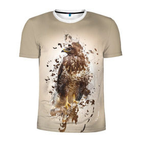 Мужская футболка 3D спортивная с принтом Птица в Тюмени, 100% полиэстер с улучшенными характеристиками | приталенный силуэт, круглая горловина, широкие плечи, сужается к линии бедра | myparrots | орел | перья | птицы | сокол | хищная