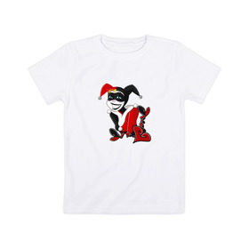 Детская футболка хлопок с принтом Харли Квинн в Тюмени, 100% хлопок | круглый вырез горловины, полуприлегающий силуэт, длина до линии бедер | dc | dc comics | harley quinn | харли квинн