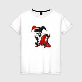 Женская футболка хлопок с принтом Харли Квинн в Тюмени, 100% хлопок | прямой крой, круглый вырез горловины, длина до линии бедер, слегка спущенное плечо | dc | dc comics | harley quinn | харли квинн