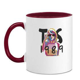 Кружка двухцветная с принтом Taylor Swift в Тюмени, керамика | объем — 330 мл, диаметр — 80 мм. Цветная ручка и кайма сверху, в некоторых цветах — вся внутренняя часть | Тематика изображения на принте: тейлор элисон свифт