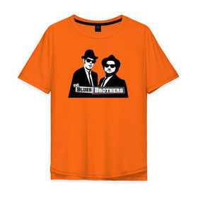 Мужская футболка хлопок Oversize с принтом Братья блюз в Тюмени, 100% хлопок | свободный крой, круглый ворот, “спинка” длиннее передней части | blues | jazz | the_blues_brothers