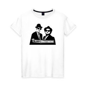 Женская футболка хлопок с принтом Братья блюз в Тюмени, 100% хлопок | прямой крой, круглый вырез горловины, длина до линии бедер, слегка спущенное плечо | blues | jazz | the_blues_brothers