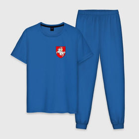 Мужская пижама хлопок с принтом Пагоня (Погоня) в Тюмени, 100% хлопок | брюки и футболка прямого кроя, без карманов, на брюках мягкая резинка на поясе и по низу штанин
 | 