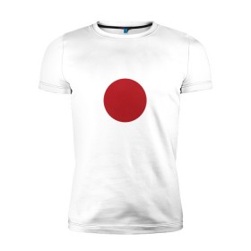 Мужская футболка премиум с принтом Япония минимализм в Тюмени, 92% хлопок, 8% лайкра | приталенный силуэт, круглый вырез ворота, длина до линии бедра, короткий рукав | круг | минимализм | японский флагяпония