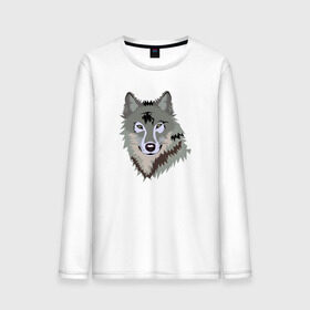 Мужской лонгслив хлопок с принтом Волк в Тюмени, 100% хлопок |  | волк | волкволчёнок | рисованный волк | серый волк