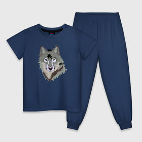 Детская пижама хлопок с принтом Волк в Тюмени, 100% хлопок |  брюки и футболка прямого кроя, без карманов, на брюках мягкая резинка на поясе и по низу штанин
 | волк | волкволчёнок | рисованный волк | серый волк