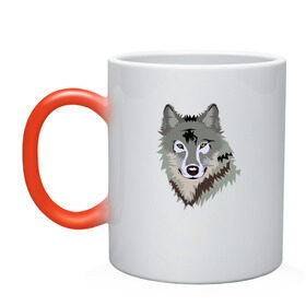 Кружка хамелеон с принтом Волк в Тюмени, керамика | меняет цвет при нагревании, емкость 330 мл | волк | волкволчёнок | рисованный волк | серый волк