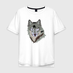 Мужская футболка хлопок Oversize с принтом Волк в Тюмени, 100% хлопок | свободный крой, круглый ворот, “спинка” длиннее передней части | волк | волкволчёнок | рисованный волк | серый волк